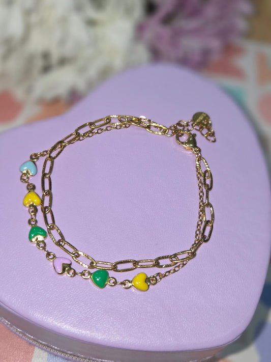 Heart Shape 304 Stainless Steel Gold Plated Bracelet