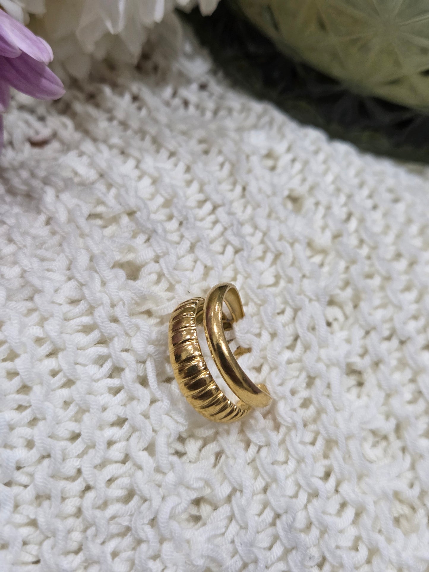 18K Gold Plated Lines 304 Stainless Steel IG Style Ring