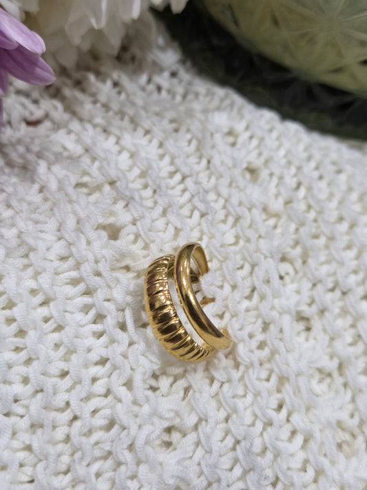 18K Gold Plated Lines 304 Stainless Steel IG Style Ring