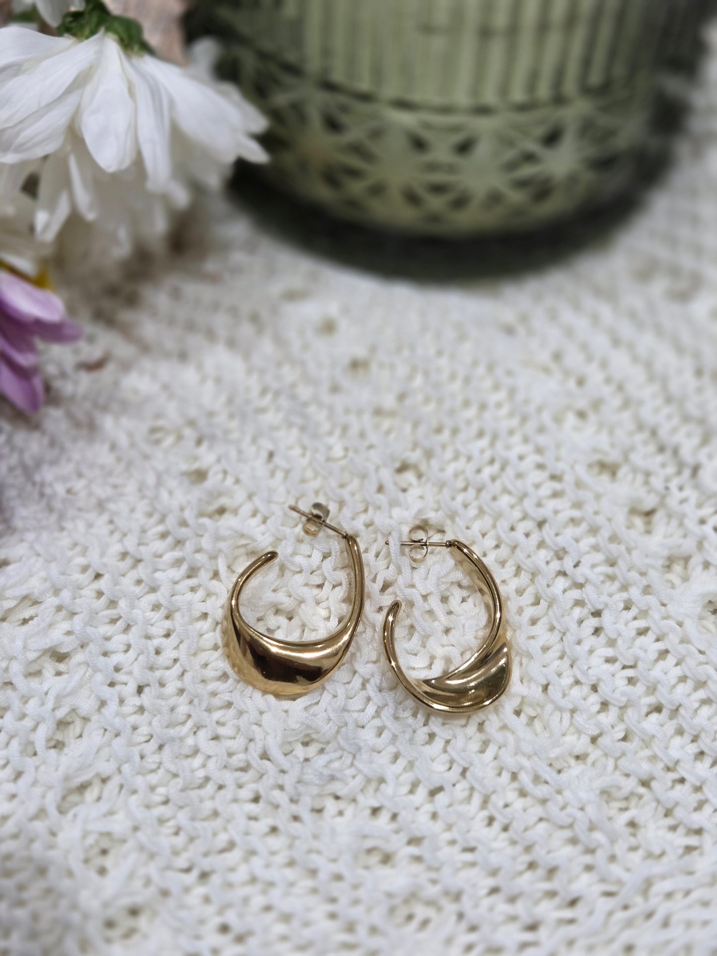 18K Gold Plated C Shape 304 Stainless Steel studs