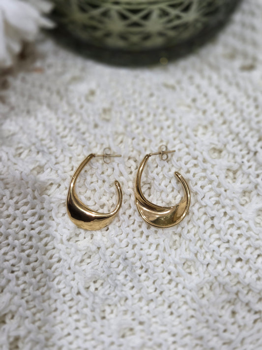 18K Gold Plated C Shape 304 Stainless Steel studs