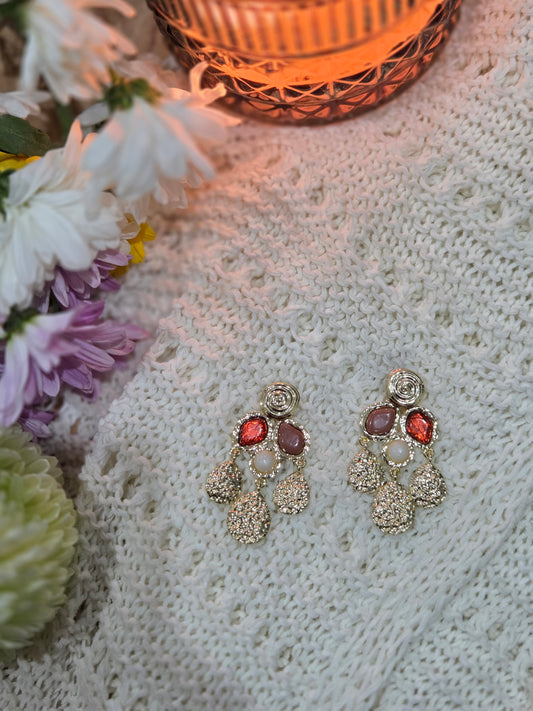 Brown Geometric Square Drop Earrings