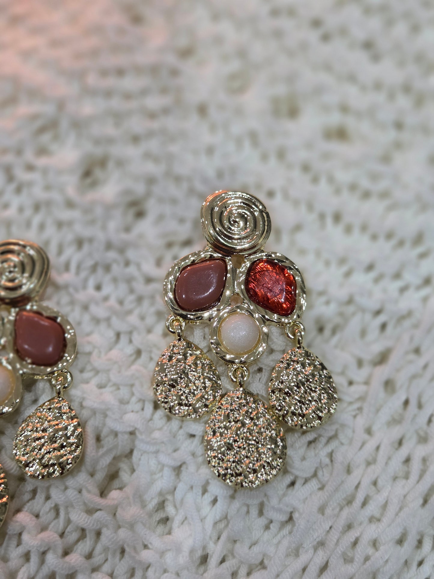 Brown Geometric Square Drop Earrings